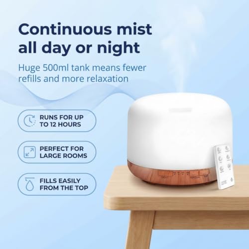 Image of Portable 5-in-1 Aroma Diffuser for Home & Office - 500ml Water Capacity | Ultrasonic Essential Oil Diffuser & Air Humidifier | Aromatherapy Mist Vaporizer with Timer & Auto-Off Safety