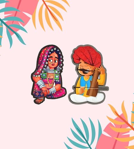 Image of Gift Me Bazar Rajasthani Culture Wooden Fridge Magnet for Home & Kitchen Decor | Refrigerator Magnet Sticker | Magnet for Fridge Decoration