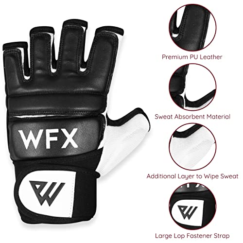 WFX Gants de boxe, karaté, MMA, corps, combat, taekwondo, entraînement, arts martiaux, lutte, Muay Thai (M, noir)