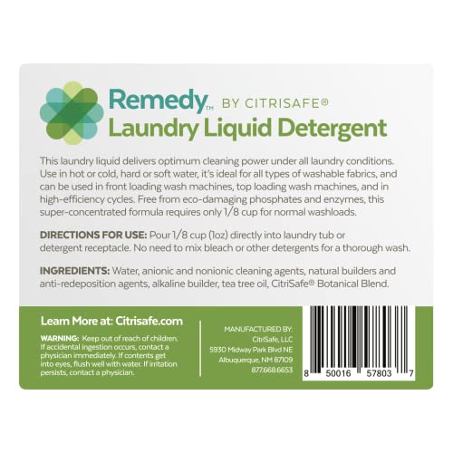 CitriSafe Remedy Liquid Laundry Detergent - Concentrated Laundry Detergent for Dirt and Mold - Liquid Concentrate, 32oz (Laundry Detergent) - Image 2
