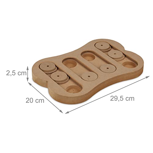 Relaxdays Intelligenzspielzeug für Hunde, Leckerli verstecken, MDF, interaktives Hundespielzeug Intelligenz, natur, 1 Stück