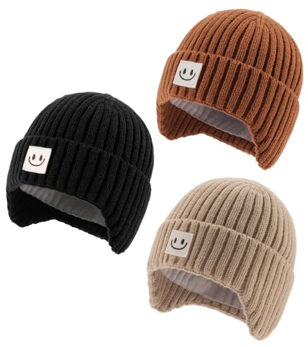 FURTALK Baby Beanie Winter Warm Hats Fleece Lined with Earflap Cute Knit Boys Girls Infant Toddler Kids Hat - Main Image