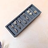 La Trove Wardrobe Jewellery Organiser | Jewelry Display Storage Box Holder Premium Rings & Cufflinks Organizer Micro Tray | Grey