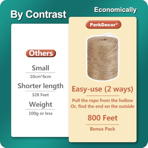 Image of 2Pack 2mm Natural Jute Twine String 1600 Feet Long Twine String for Crafting Gardening Gift Wrapping Macrame DIY Home Decor (Brown-800Feet /Roll)