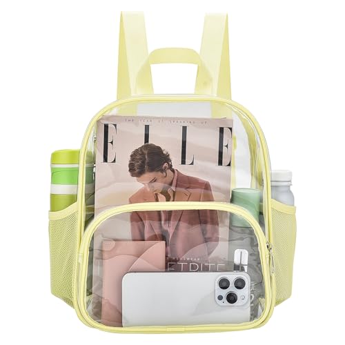 Image of Busiuw Clear Backpack for Stadium Events 12x12x6 with Front Pocket for Concert Sport Fashion Women Backpack Events Work Travel (Yolk Yellow)