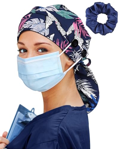 Large Satin Scrub Cap for Women Long Braids Hair...