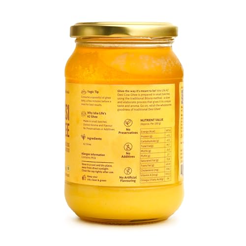 Image of Isha Life Pure A2 Desi Cow Ghee I Traditional Curd Churned I Grass-Fed & Free-Grazing Cows I Bilona Ghee | 500 ml