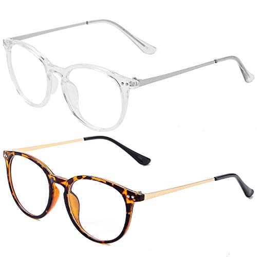 Image of Kursan Non Prescription Clear Lens Fake Glasses for Women Men Retro Round Plastic Frame Eyeglasses