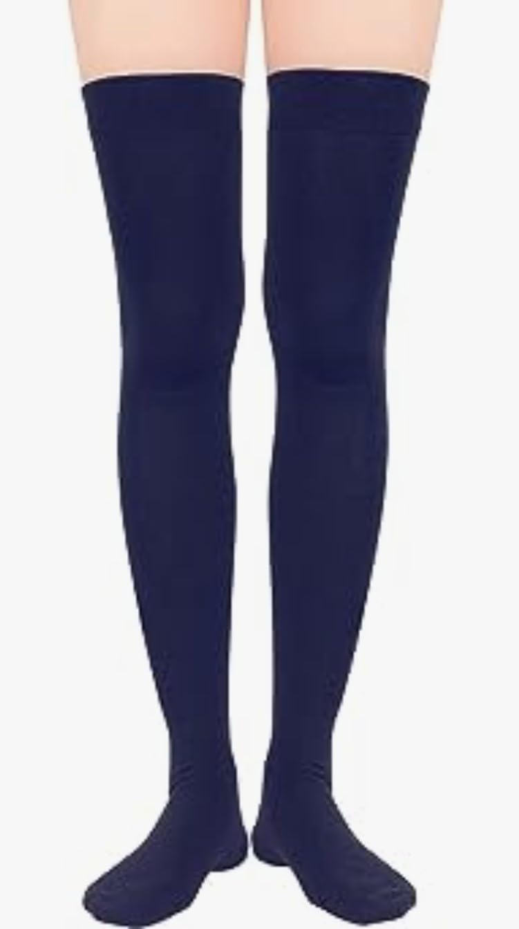 MUKHAKSH (Pack of 1 Pair = 2 Stockings Girls Cotton Navy Blue Stocking Thigh High Long Over The Knee Navy Blue Socks - Image 4 thumbnail