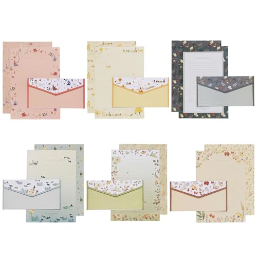 Juego de papel para cartas y sobres A5, 54 piezas con diseño de animales florales, incluye 36 papeles creativos de escritura A5 y 18 sobres, para invitaciones, cartas, tarjetas de agradecimiento