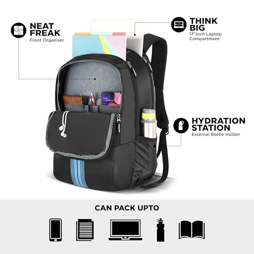 Image of American Tourister ACTON 02 Laptop Backpack, 33L with Spacious Interios and Multiple Compartments for Men and Women - Black