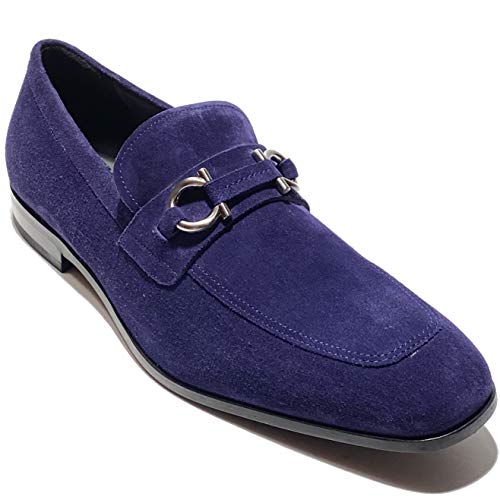 SALVATORE FERRAGAMO Alessio 11 US (D, Medium) Men's Gancini Black Suede Leather Buckle Loafers. Made in Italy