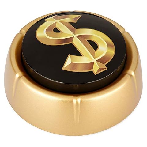 Cash Register Sound Button | Makes Extra Loud Cha-Ching Money Noise | Shiny Gold Color Bling Base | Funny Easy Dollar Sign Gift | Office Desk Item For Sales And Entrepreneurs Nut BATTERIES INCLUDED Cover