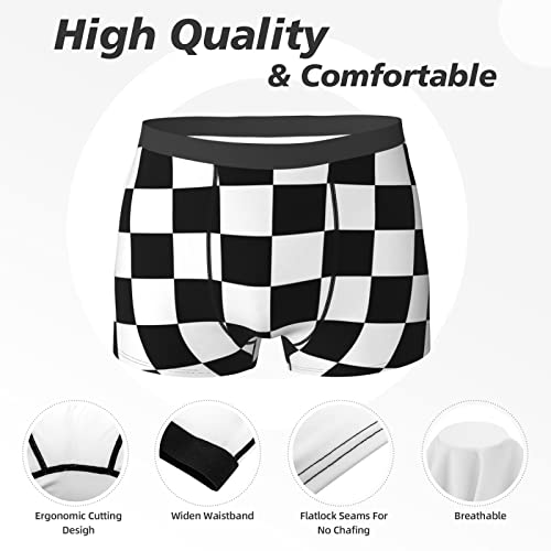 Men's Boxer Briefs Underwear - Black White Race Checkered Flag Pattern, Soft Comfort Breathable Underpants2