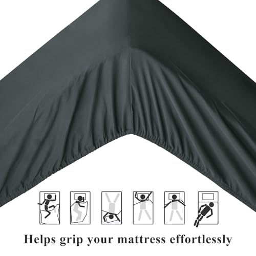 Super King Fitted Sheet Deep Fit - Dark Grey Superking Size Bed Sheet Extra Deep Pocket 16 inch (40 cm), Soft Brushed Microfiber Mattress Bottom Bedding Sheet, 183x200cm - Image 6