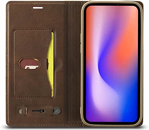 Funda Clamshell para iPhone 12 Pro SCHIK de Cuero Marrón con Ranura Pin y SD 3