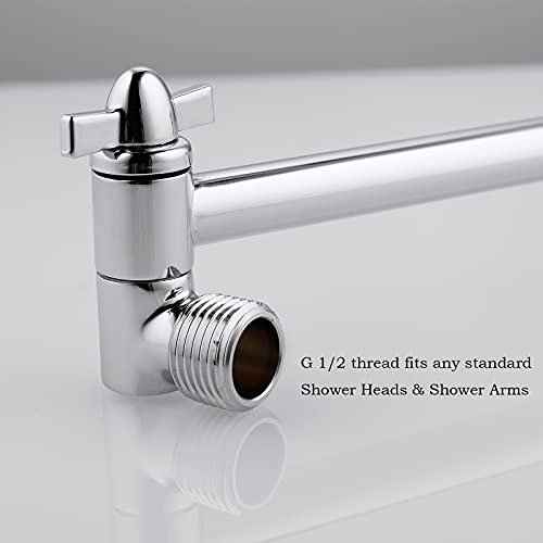 Shower Head Extension Arm, Anti-Leak Solid Brass Adjustable Shower Arm Extender for Rain & Handheld Shower Head, Shower Arm with G1/2 Universal Connector (5 Inch, Chrome) - Thumbnail 5