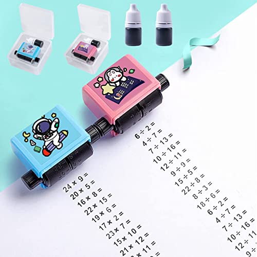 Mathe Stempel Roller 2 Stück Roller Digitaler Lehrstempel Multiplikation und Division Arithmetik Rolle Stempel für Kinder Rechenstempel für Innerhalb von 100 Fragen zur Mathematikübung (B)