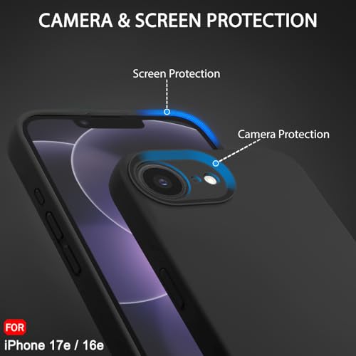 Image of TheGiftKart for iPhone 16e / iPhone 17e Case, Liquid Silicone Back Cover, Soft Micro-Fibre Lining Inside, Raised Edges for Camera & Screen Protection, Shockproof Back Cover Case (Silicone, Black)