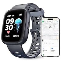 Enfit Smart Watch for Kids with Find My (iOS only), 1.83\"Touch Screen Fitness Trackers Watch, 80 Sports Pedometers, Calorie Step Counter with 5Puzzle Games for Boys Girls Teens7-10 with/without APP,BK