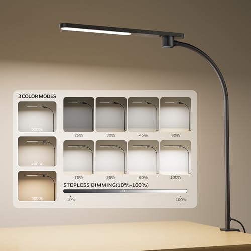 Image of Honeywell HJ2 Clip On LED Desk Lamp with Clamp, Adjustable Reading Light