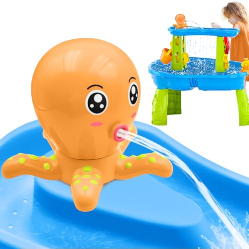 Image of Infowush Octopus Water Table Pump, Battery Powered Water Pump for Water Table 3 Hours Non-Stop Fun Summer Outdoor Sand/Water Table Toys Outside Water Play Table Accessories for Toddlers Kids (Orange)
