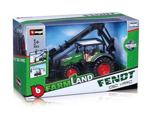 Bburago Die-Cast FENDT 1050 VARIO TRACTOR with Working FRONT LOADER and LOG LOADER - Detailed Replica Collectible Model Toy - Image 2