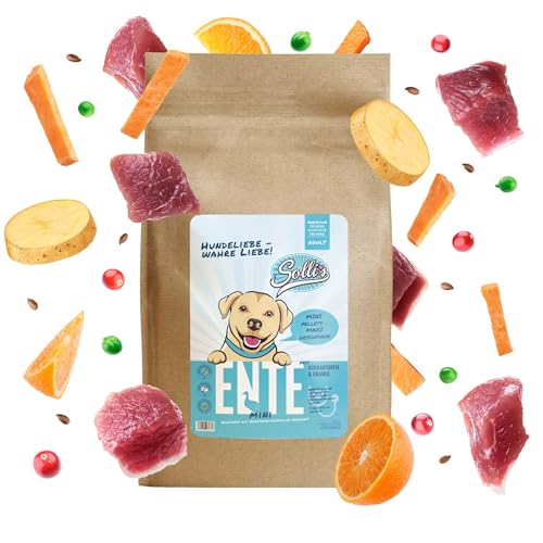 Sollis Trockenfutter Mini Hund | Getreidefrei | Zuckerfrei | Ente | Trockenfutter für kleine Rassen | 2kg