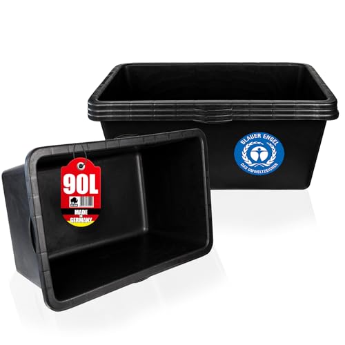 BigDean 3x Mörtelkasten 90 Liter Eckig Miniteich Baueimer - 79 x 49 x 30 cm - Speiswanne Zementwanne Mörtelwanne - Made in Germany -...