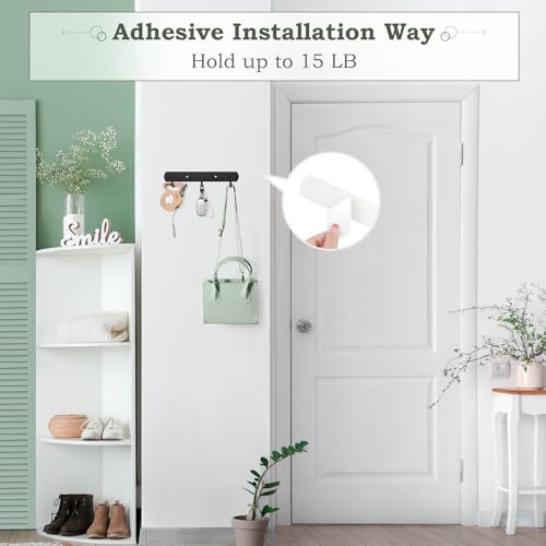 Homebros Key Holder Wall Mount, Small Metal Key Hanger With 3 Key Hooks Self Adhesive Key Chain Holder Key Rack For Entryway Hallway Doorway Camper 2 Installation Methods thumb #2
