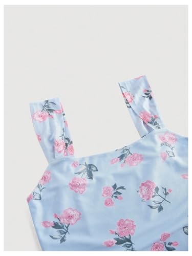 Image of Floerns Women's Rose Floral Print Mesh Midi Dress Fishtail Hem Vacation Bodycon Dresses