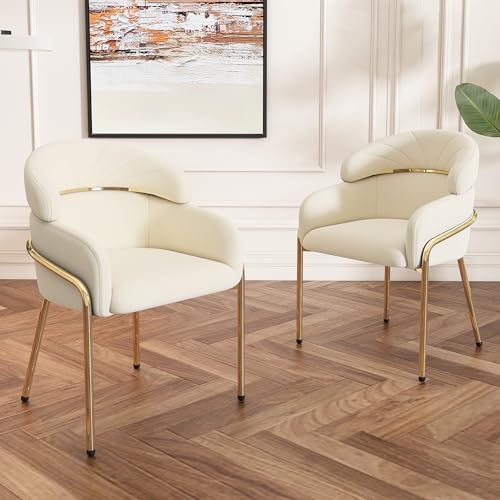 DUlVBPE Juego de 2 sillas de comedor, lujo ligero, salón, dormitorio, silla de ocio, cuatro patas de metal, terciopelo, beige