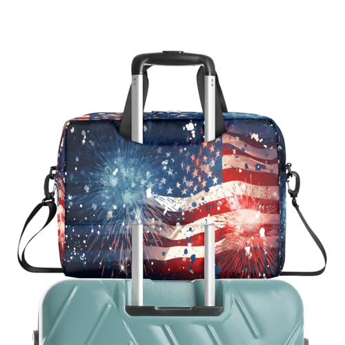 Maletín para portátil 15.6-16 pulgadas con bandera USA y correa miniatura 7