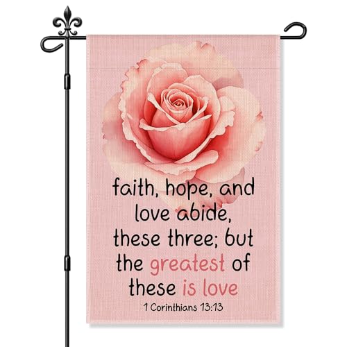 Xipromi Faith Hope And Love Garden Flag, Bible Verse Garden Flag