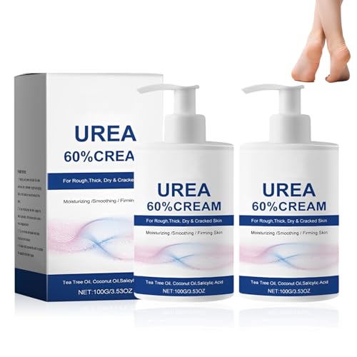 2 Piezas Crema Urea 60%, Crema para Pies, Crema Pies Secos Agrietados, Reparación hidratante, para piel seca y agrietada (Blanco-2)