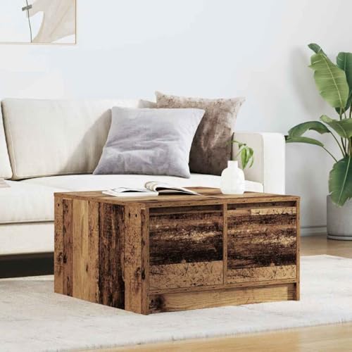 Table basse avec tiroirs bois vieilli 70 cm table d'appoint de salon
