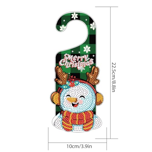 Image of AiYuanzsh Diamond Painting Christmas Door Sign Pendant Kits for Door Decoration, Christmas Snowman 5D Crystal Rhinestones Diamond Art Hanging Door by Number Kits Hanging Home Decor Gift