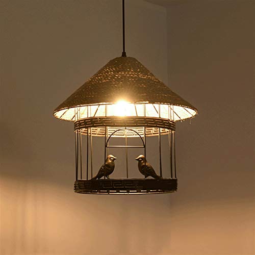 Lámpara de jaula industrial E27 con cuerda de cáñamo regulable para una iluminación focalizada
