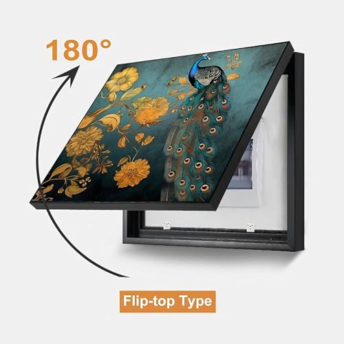 Image of Electric MCB Box Cover Frame With Hydraulic Decorative Painting Peacock Painting Electrical Panel box Cover, Switch Box Frame Will Fit Max 10x14 inch Switch Board, Outer Size 13X17 Inch
