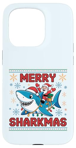 Merry Sharkmas AO[Z[^[ T^ CfBO V[N Cgt X}zP[X iPhone 15 Pro p