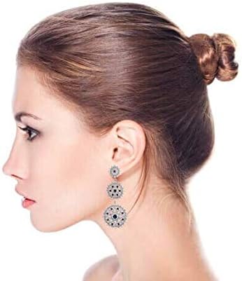 Miniatura 6 de Clásico cóctel declaración de moda pavé CZ largo lineal colgante Starburst Celestial Sunburst lágrima araña pendientes para mujeres boda baile de