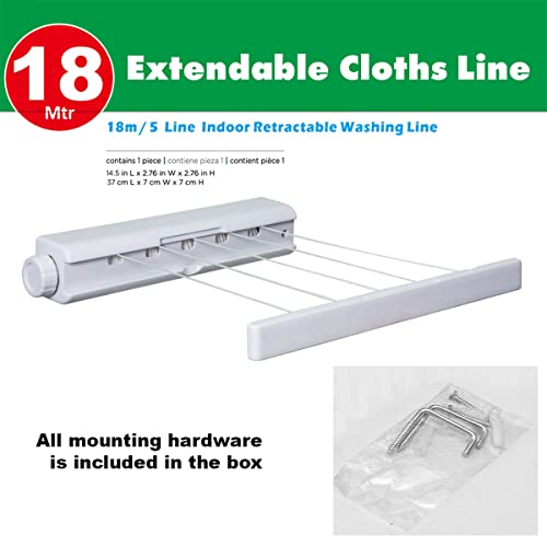 Corde à linge pour balcons étroits et petits jardins solution rétractable 5 lignes - 6