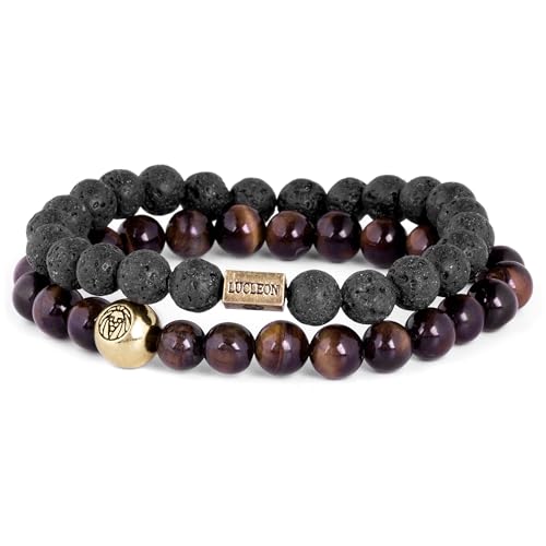 Lucleon by Trendhim Armband Beaded Herren | 2er-Set mit Natursteinperlen auf strapazierfähigem Stretchband | Dänisches Design | Lässiges Accessoire