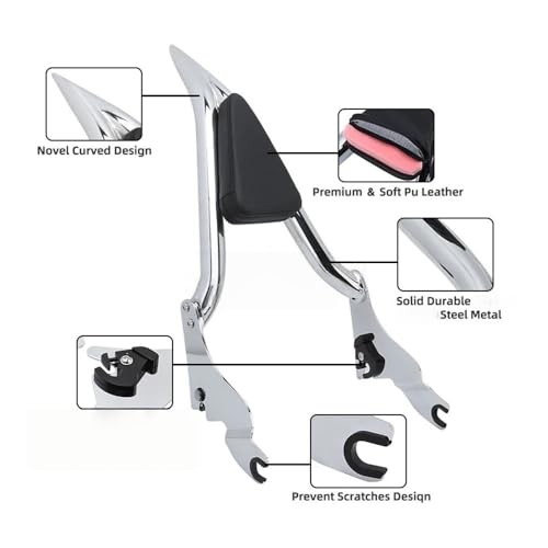 Dossier passager amovible de qualité premium chromé pour Electra Glide 09-22