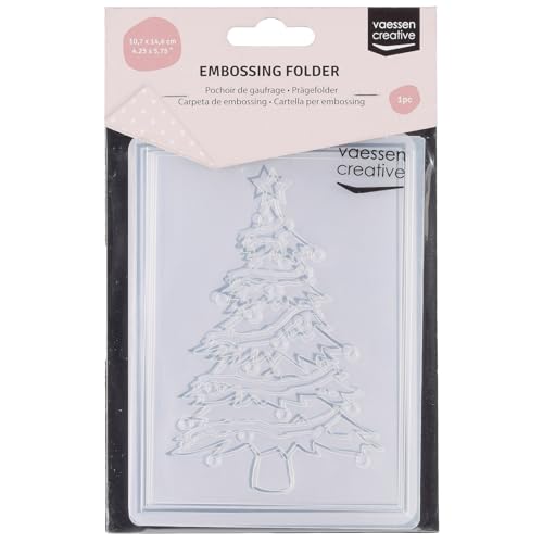 Vaessen Creative Dossier de Gaufrage Sapin de Noël Décoré 14,6 x 10,7 cm – Classeur de Gauffrage pour Carterie, Scrapbooking, Journaling – Réutilisable, Pour...