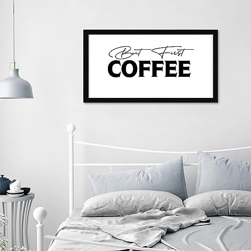 Panneau encadré en bois But First Coffee décoration murale de ferme - 8
