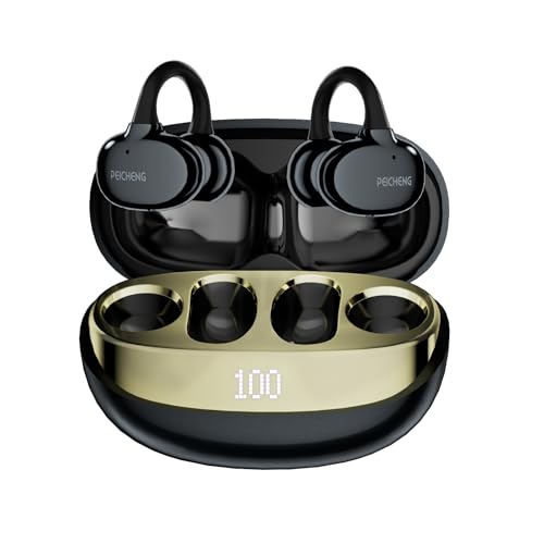 Image of PEICHENG Earbuds Wireless Bluetooth Earphones, 5H Playback 50mAh+400mAh Power Case with Digital Display (Dark Grey)