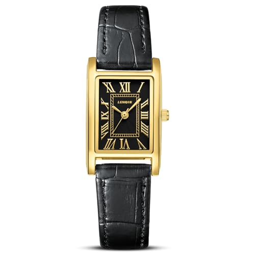 LN LENQIN Uhr Damen Armbanduhr Damen Uhr mit Großen Ziffern Analog Quarzuhr für Frauen mit Lederband
