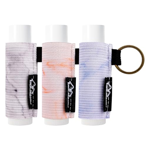 WK IEASON Lip Balm Holder Keychain, for Women, 3PCS Clip on Lip Gloss Holder Compatible With Chapstick,Burt's Bees Sleeves Holder Key Chains Women Cute Elastic Lipstick Holder