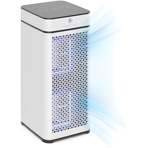 Medify MA-40 UV Light Air Purifier with True HEPA H14 Filter | 1,793 ft² Coverage in 1hr for Wildfires Smoke, Odors, Pollen, Pets | Quiet 99.9% Removal to 0.1 Microns | White, 1-Pack Cover